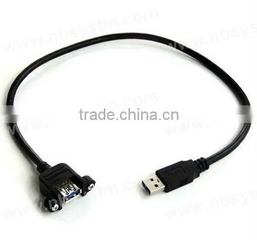 USB 3.0 A male to A female cable with screw for panel