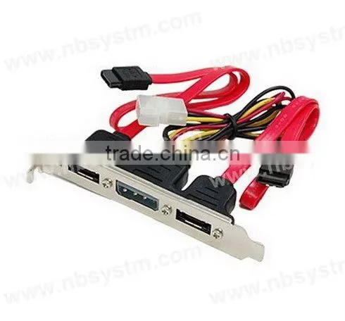three port SATA to eSATA bracket cable with power port, eSATA expand bracket