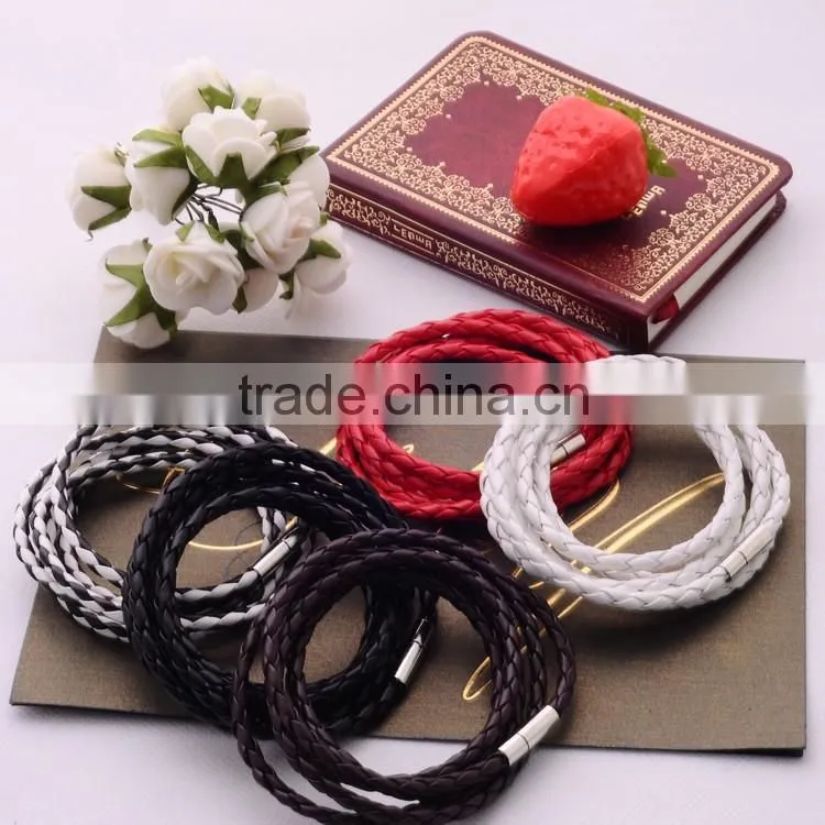 <<<2016 hot sale fashion women men colorful multilayer wave leather bracelets/