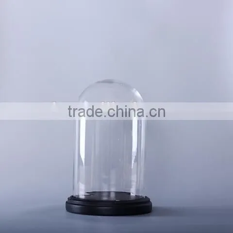 Clear glass cloche with wooden base wholesale