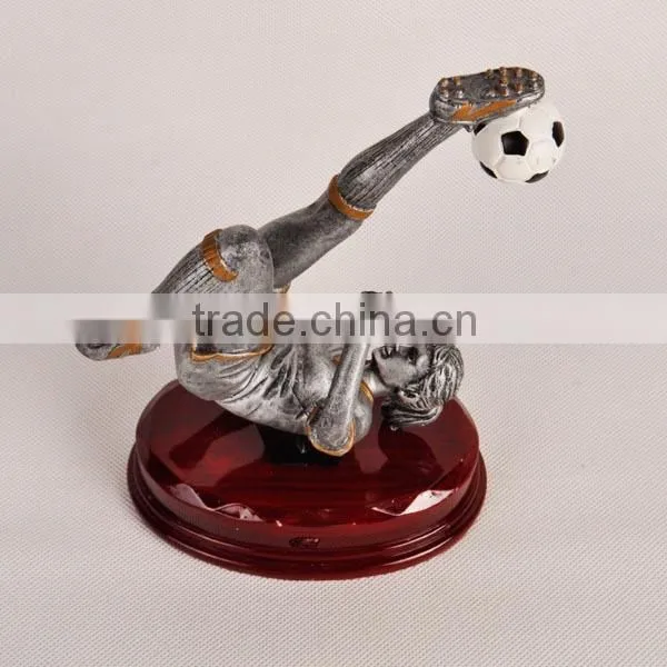 Resin female football trophy cup