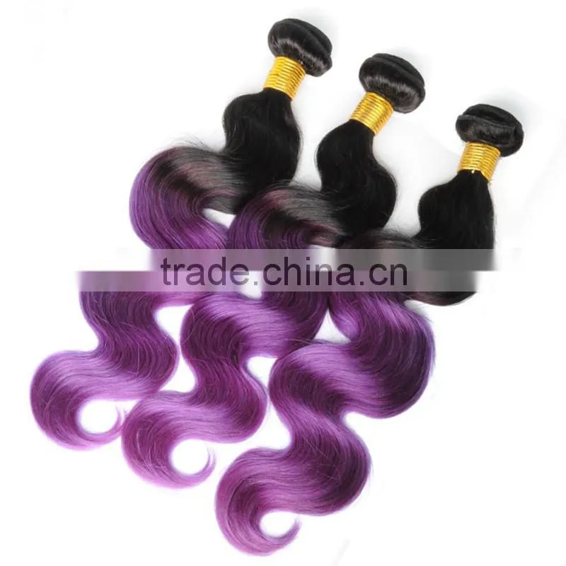 Wholesale Cheap Brazilian body wave hair two tone ombre colored hair weave bundles