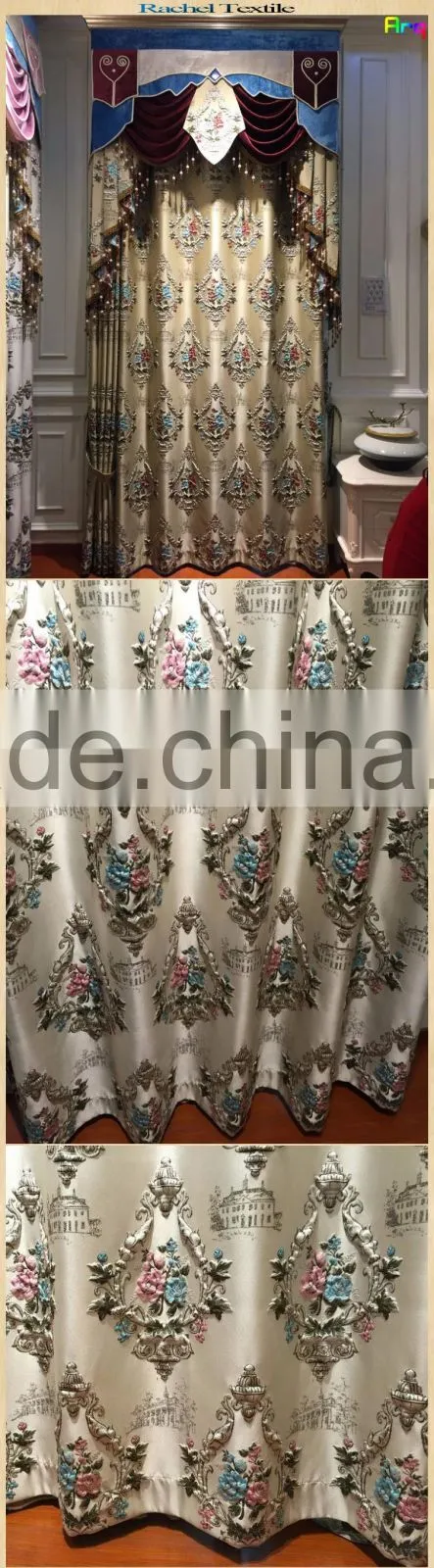 soft heavey touch flashy luxury 3D jacquard Turkish style curtain fabrics- Haining textile manufacture
