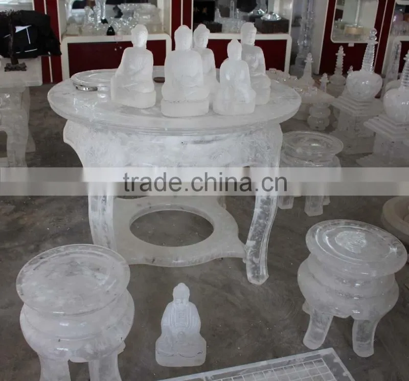 cutomized hand carved clear melting crystal Tables and chairs
