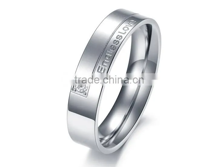 KSTONE new products 2015 316l stainless steel couple diamond engagement ring, wedding ring couple gemstone ring