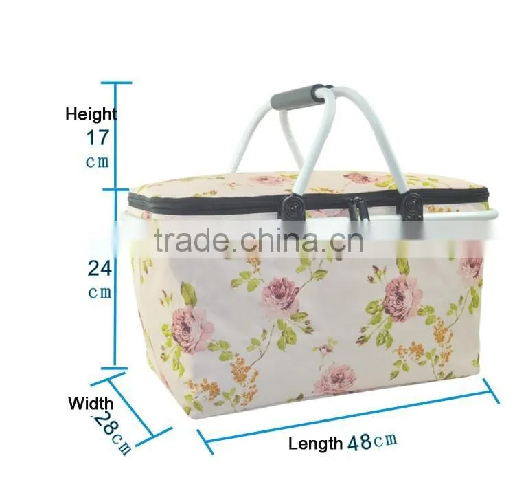 Polyester fabric picnic basket, cheap picnic basket set