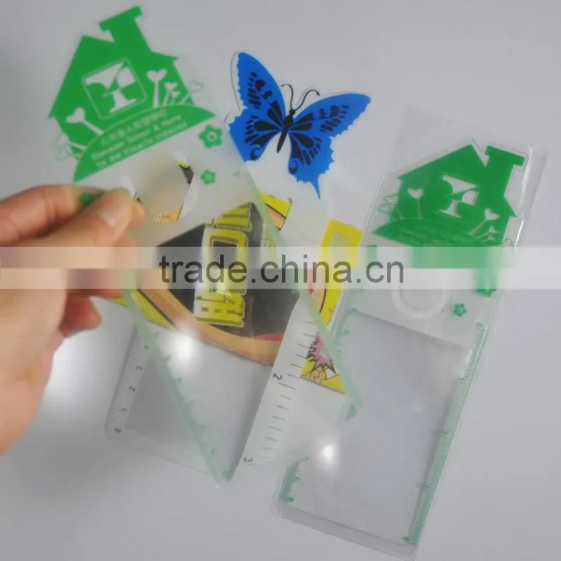 Magnifier rulers with color printing, plastic ruler magnifier ruler