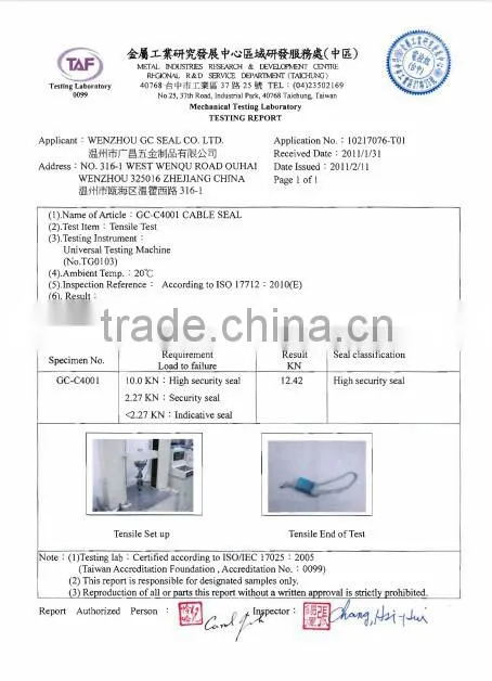 ISO 17712 Security Seal GC-C4001 with 4.0mm Diameter