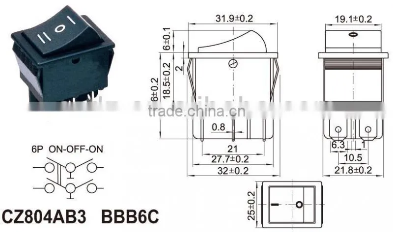 ON-OFF-ON high power rocker switch t85,home appliance rocker switch