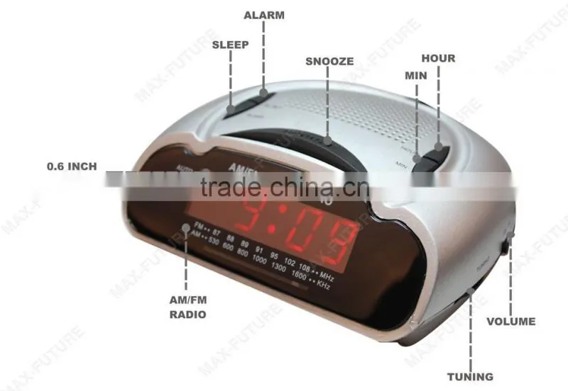 F-1749 fashionable Mini AM/FM Retro Alarm Clock Radio With Speaker