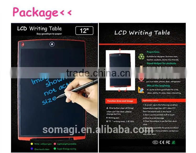 12 Inch e-Writer LCD Writing Tablet Digital Drawing Pad with Stylus-6 Colors Children Magic Drawing Board Paperless