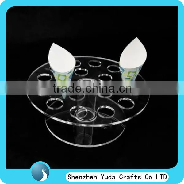 Transparent U shape 6 cone acrylic ice cream display holder bending clear acrylic ice cream stand