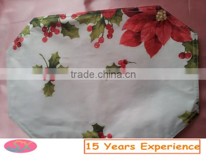 100%Polyester printing christmas gift placemat printing cherry style placemat