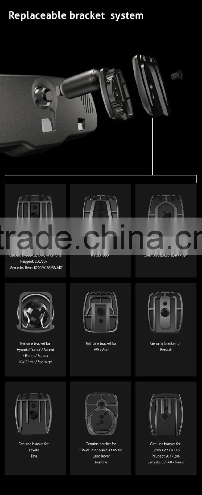 Newest Car mirror link monitor germid rearview mirror supports 4.3 inch lcd monitor with security camera system