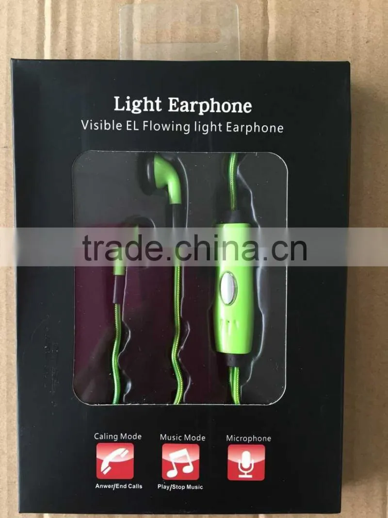 KPT EL WIRE FLASHING LIGHTING EARPHONE GLOWING EARPHONE HEADSET