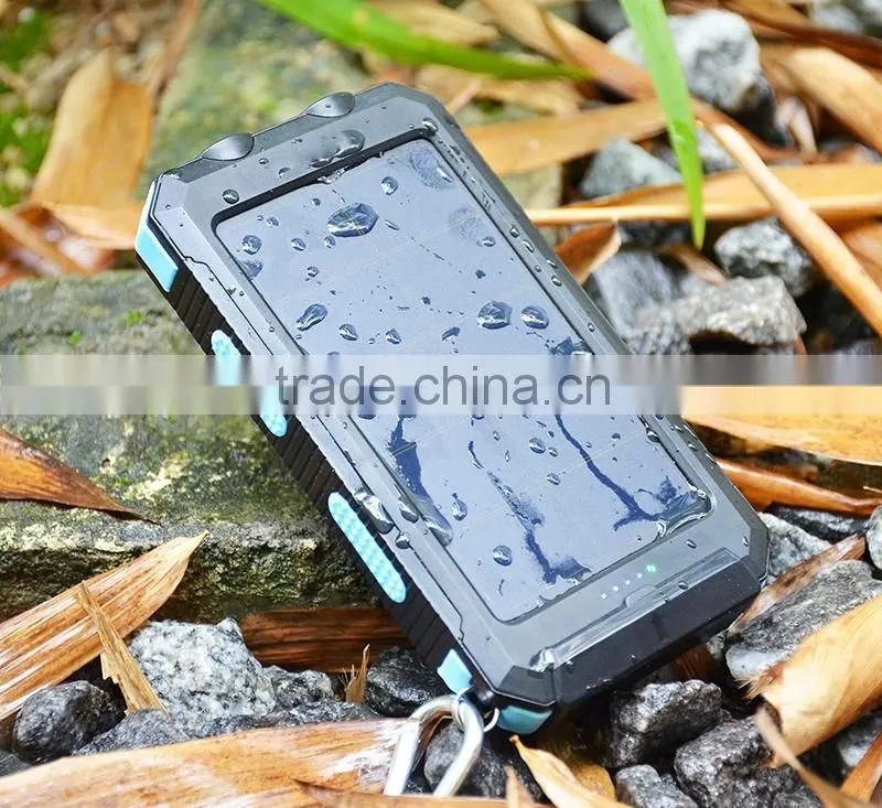 CE FCC ROHS certificated solar charger power bank 10000mah waterproof IP68