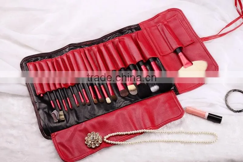 High quality 18pcs red makeup brush set,stock product with factory price
