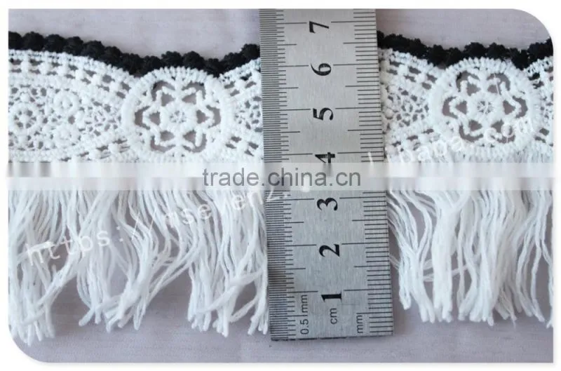 Hot selling 6.8cm width polyester water soluble trim fringe for garment
