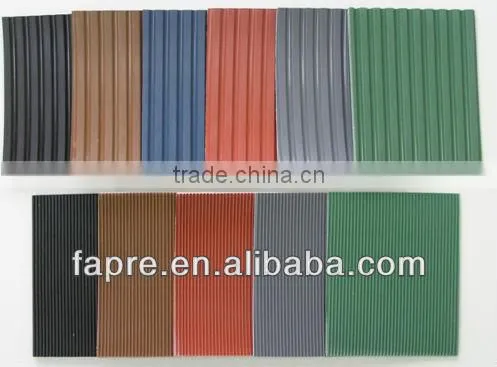 Black broad ribbed rubber matting