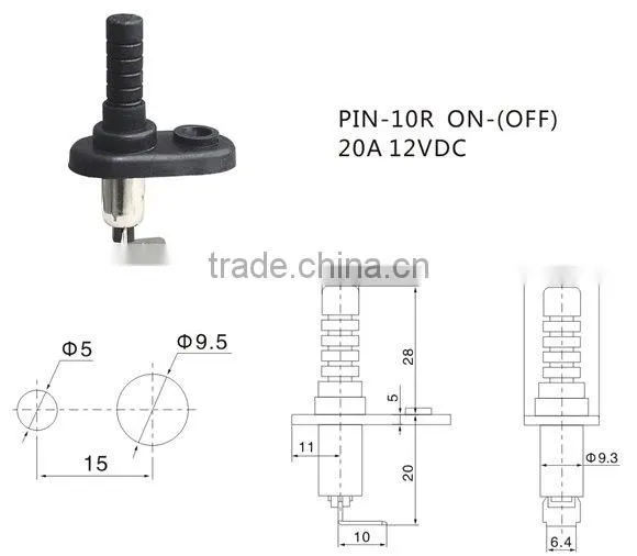 door pin switch with rubber boot