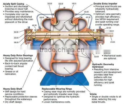 Large Capacity Split Casing Stainless Steel Sea Water Pump