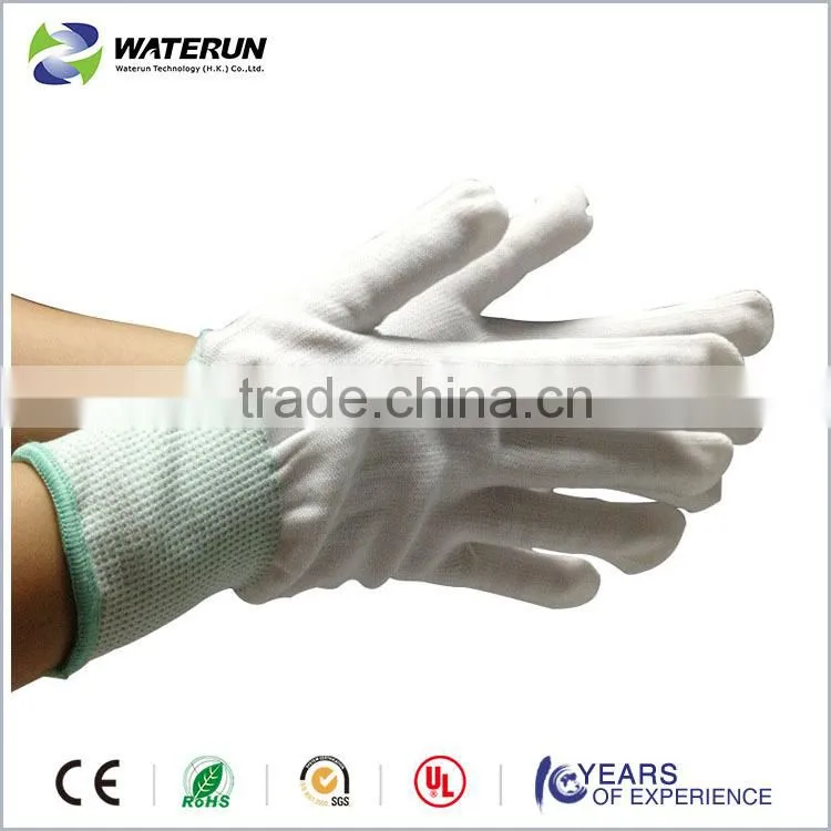 white lint free nylon liner gloves/ nylon gloves without coating