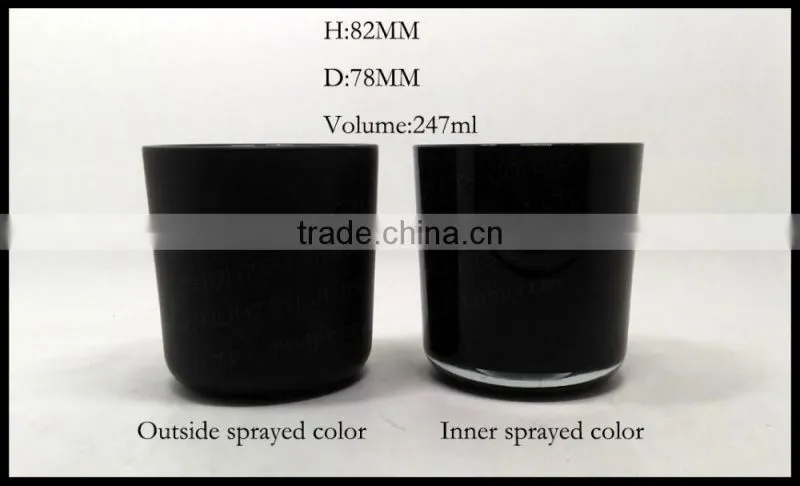 450-600ml solid black egg glass candle container
