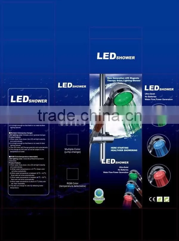 LD8008-A23 Anion Sprinkler Glow Temperature Sensor LED Water Stream Temperature Control Shower Head