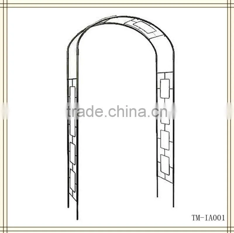 New design black color wrought iron garden arche