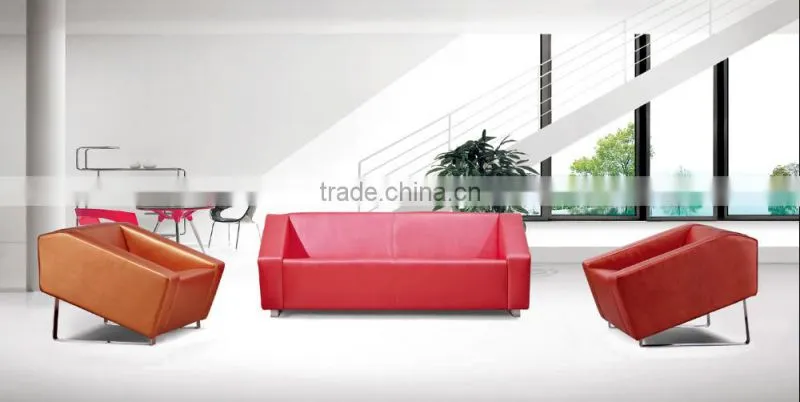 yellow / orange leather sectional sofa set