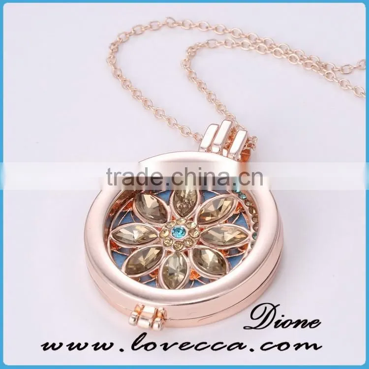 Best selling products 35mm aromatherapy lockets essential oil diffuser diamond necklace