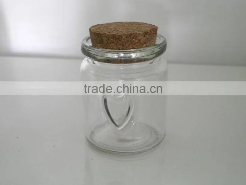 mini unique boots shape glass storage canister with cork stopper
