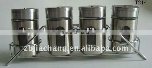 4pcs glass spice jar set with stainless steel lid