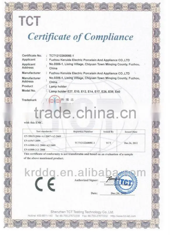 CE ROSH GU10/GZ10 Porcelain ceramic Lampholder factory