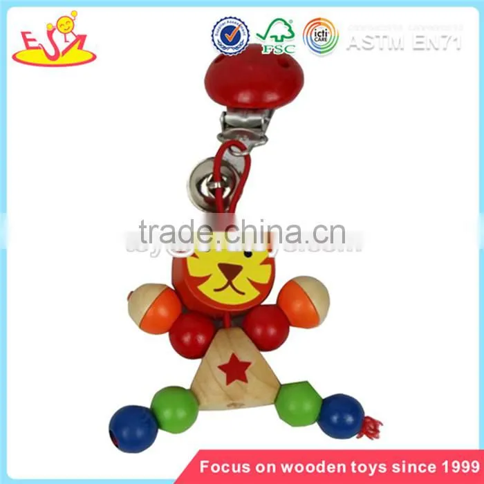 Wholesale DIY beautiful wooden string animal beads toy lovely baby wooden animal beads toy W11E009