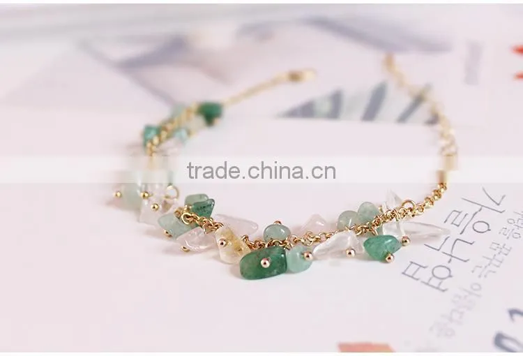 raw stone charms gold chain bracelet crushed stone bracelet