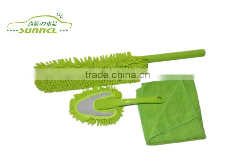 100% Polyester Changeable Chenille Car Brush , Microfiber Car Cleaning Brush Kit