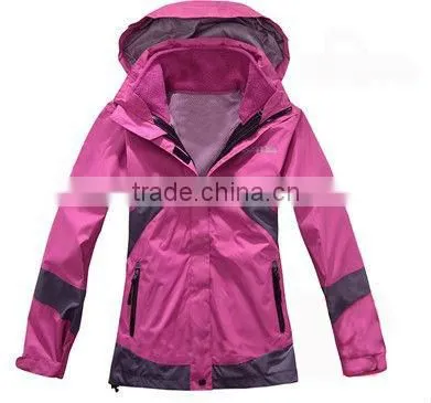 Ladies' 100% polyester windproof mountaineering jacket with inner fleece