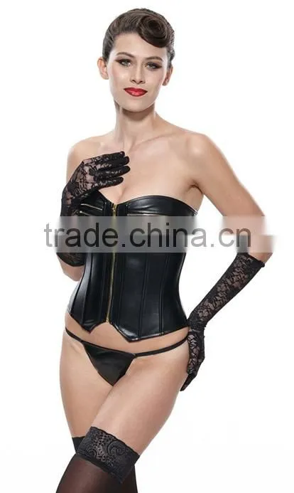 2015 Best Sale High Quality Plus Size Leather Steel Boned Waist Training corset