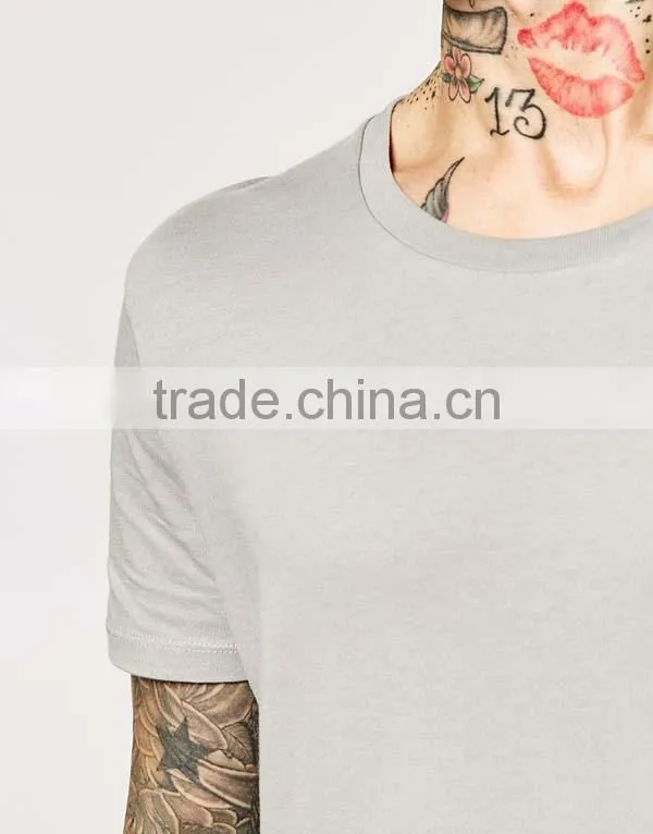 OEM Mens Gray Soft And Thin Plain Long Length T-shirts