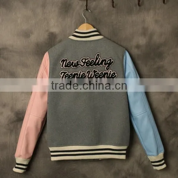custom slim fit baseball jacket for woman