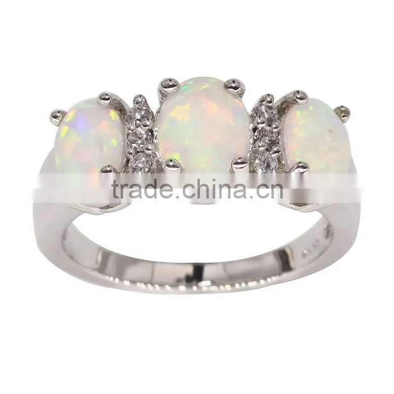 2017 Trendy fashion s925 jewelry elegant white opal stone finger rings for ladies