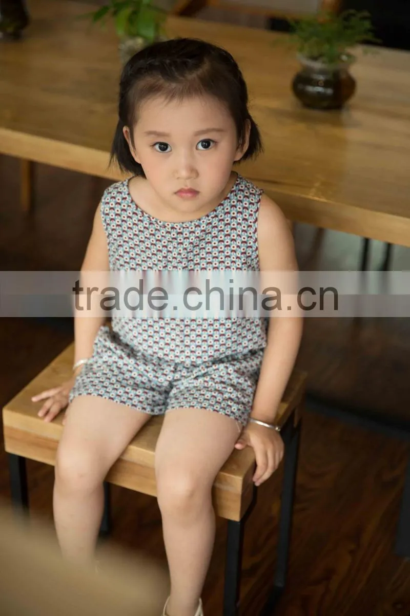 new fashion girl sleeveless set chifon blouse set for baby girl printed flower dress jumpsuit