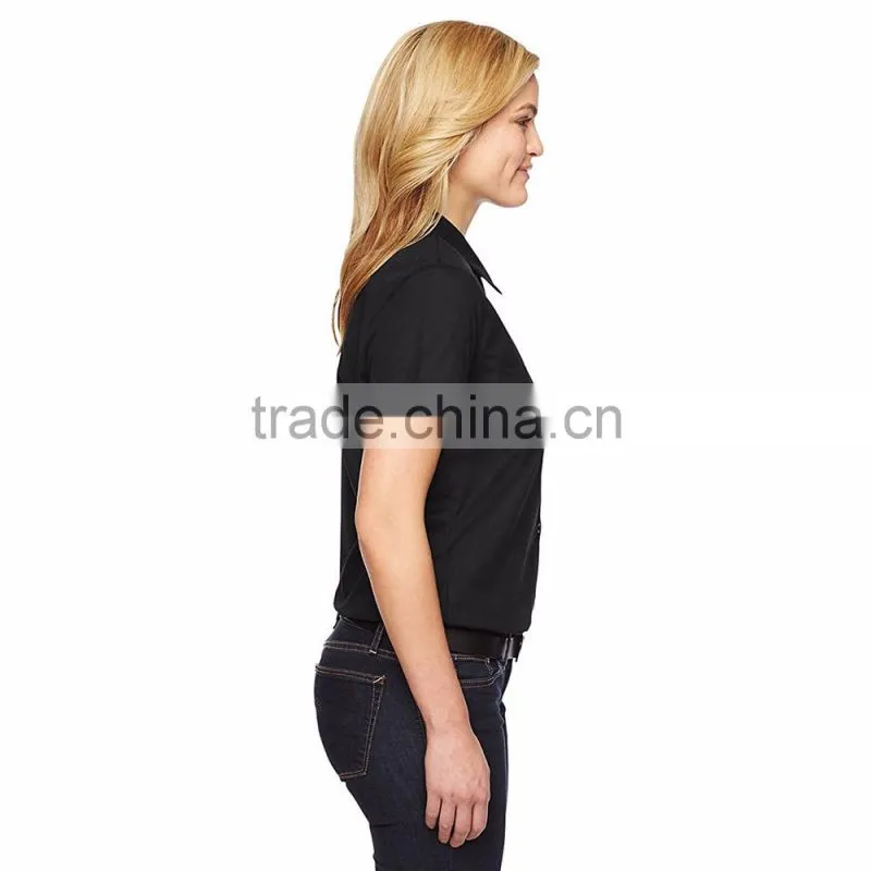 women office working clothes short sleeve polo shirt ladies work uniform style made in china