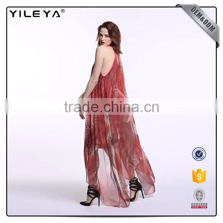 Customizable lady halter dress,dress long red