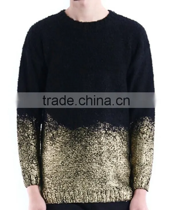 Men's fashion Gold and Silver foil print Pullover Sweater design