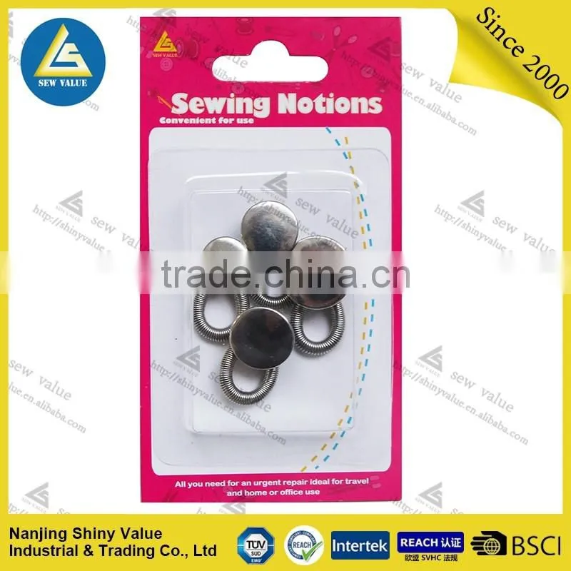 Mixed sizes packed metal collar button extenders with elastic in the spring