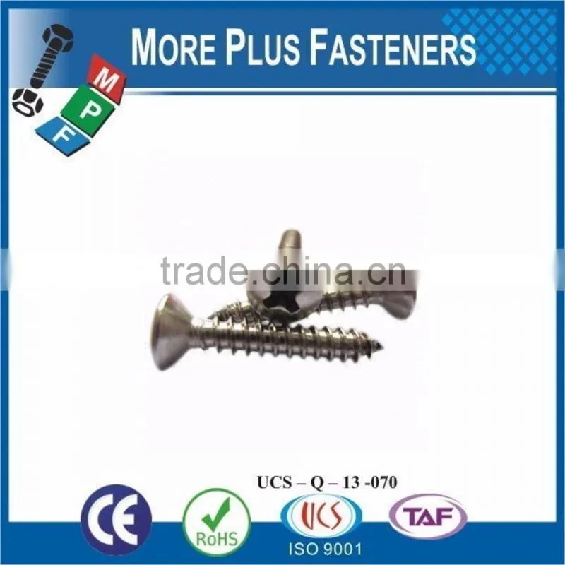Made in Taiwan Phillips Recessed Oval Countersunk Head Tapping Screw Phillips DIN 7983 C H Stainless Steel A2
