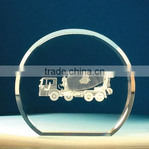 3D Laser Transparent cube engraved crystal bus for souvenir