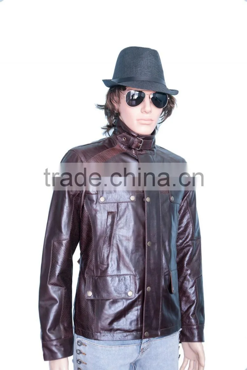 HIGH QUALITY SLIMFIT MEN BROWN RETRO LEATHER JACKET